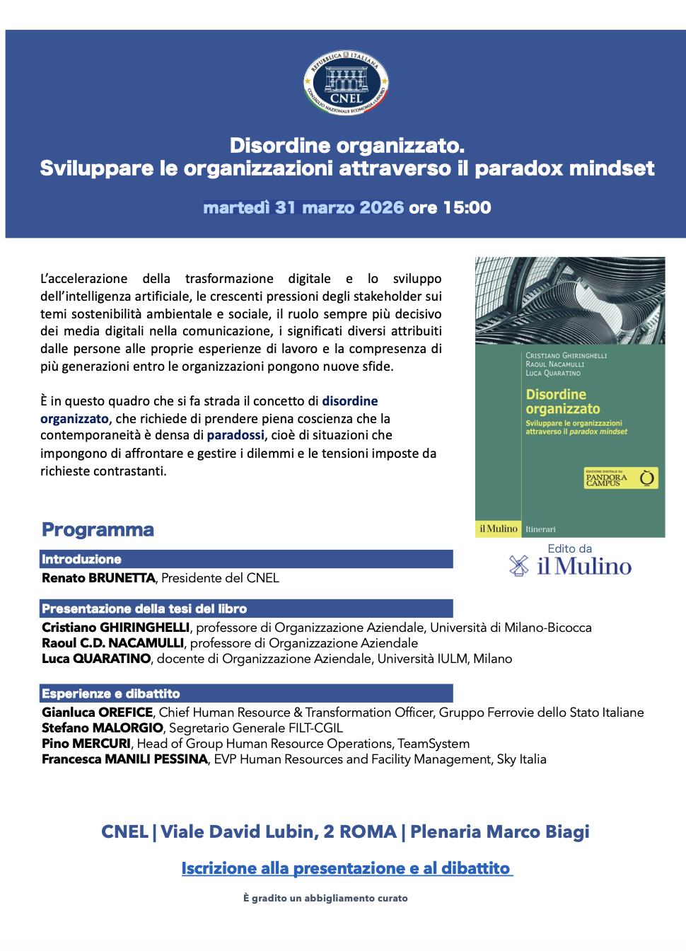 Presentazione del libro: “Disordine organizzato. Sviluppare le organizzazioni attraverso il paradox mindset”